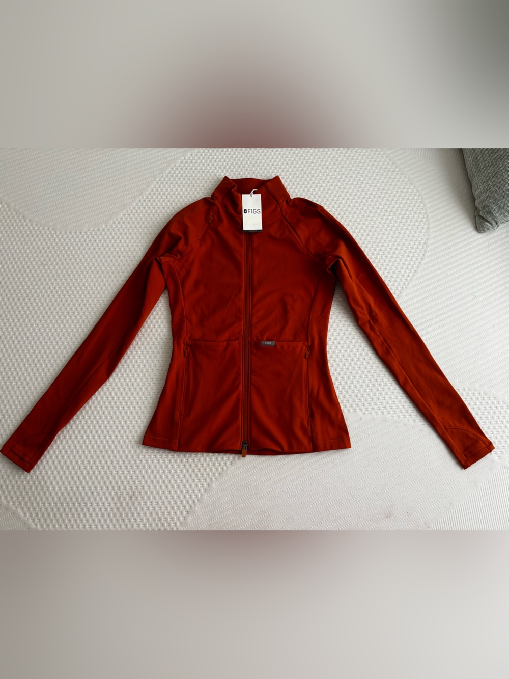 NWT FIGS Technical Contour knit  Zip Jacket in Burnt Orange XXS